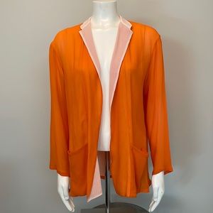 Iceberg Orange and Cream 100% Silk Long Sleeve Open Style Jacket Size EU 42